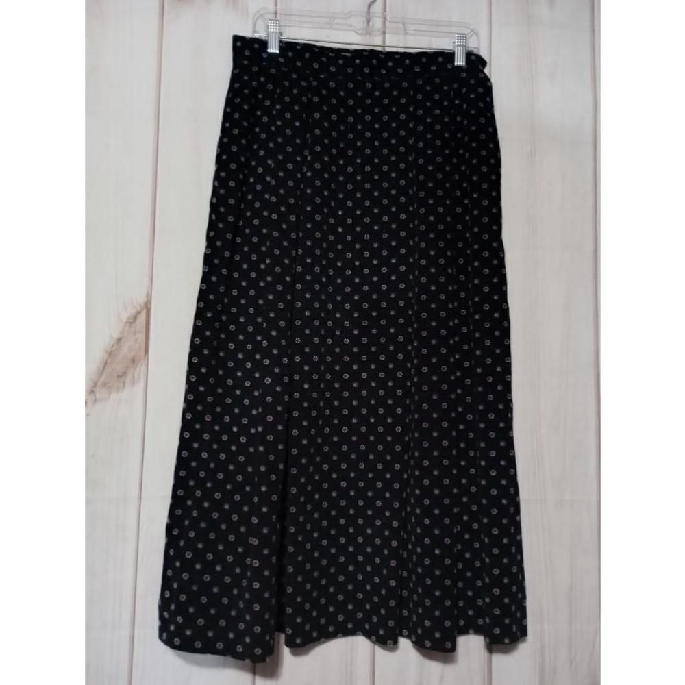 Orvis Skirt Ladies 14 Black Floral Print Full‎ Length Micro Corduroy